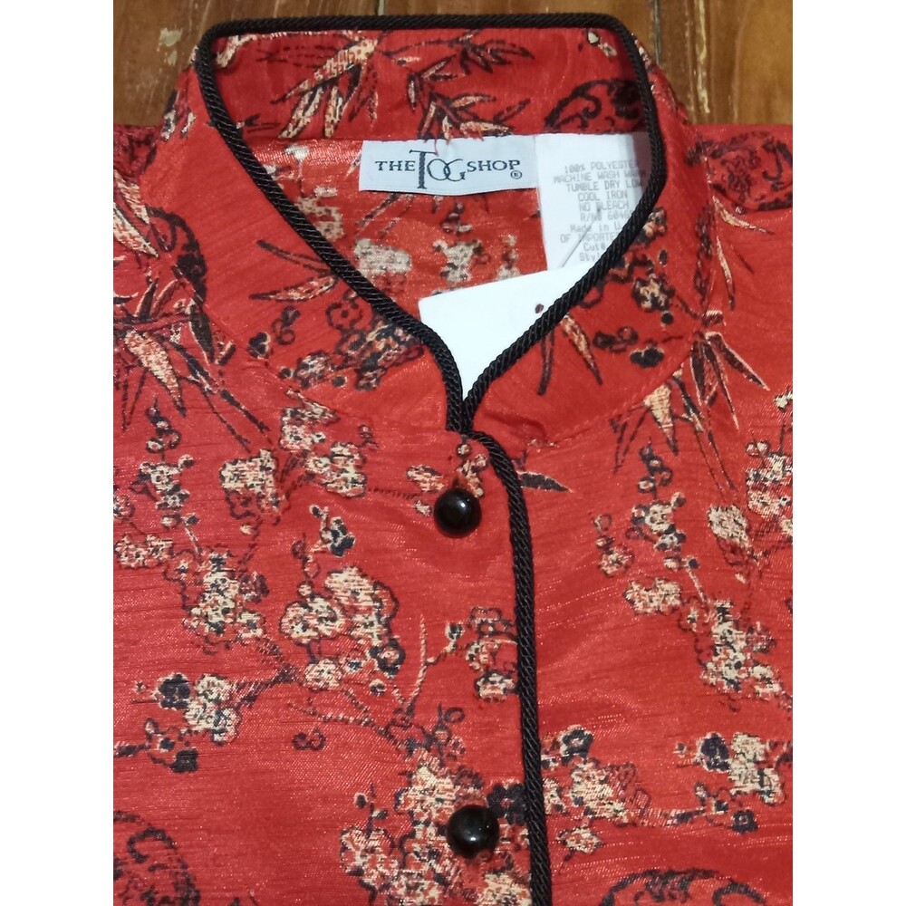 The Tog Shop Red/Black Asian Style Blouse 14 NWT - Picture 6 of 16